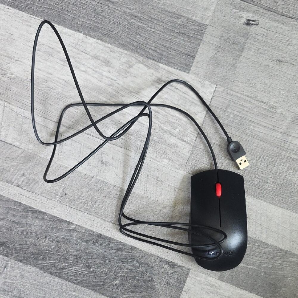 NWOT, Lenovo • Black USB Wired Optical Mouse